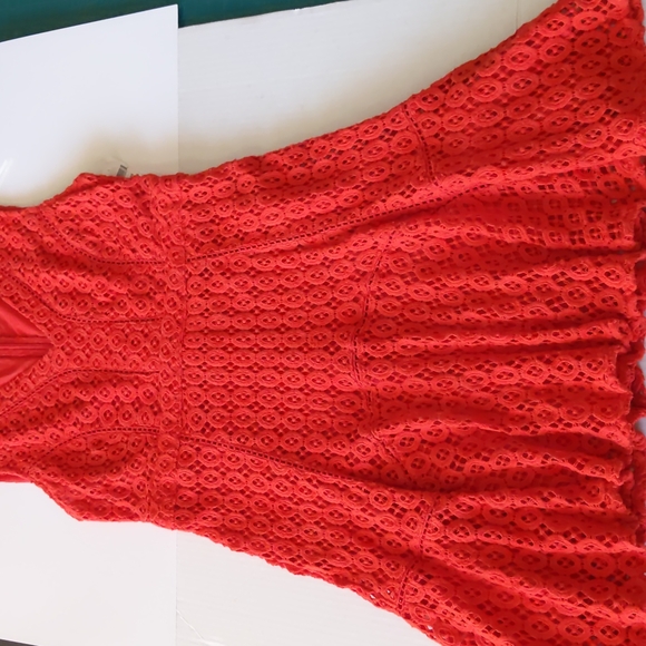 Anthropology San & Soni Women's Red Lace Dress Size 8 NWOT - Picture 7 of 16
